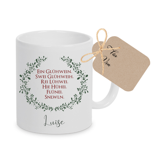 Personalisierte Keramiktasse "Glühwein" mit Spruch und Namen | Weihnachtliche Glühweintasse | Tasse aus Keramik zum Weihnachtsfest