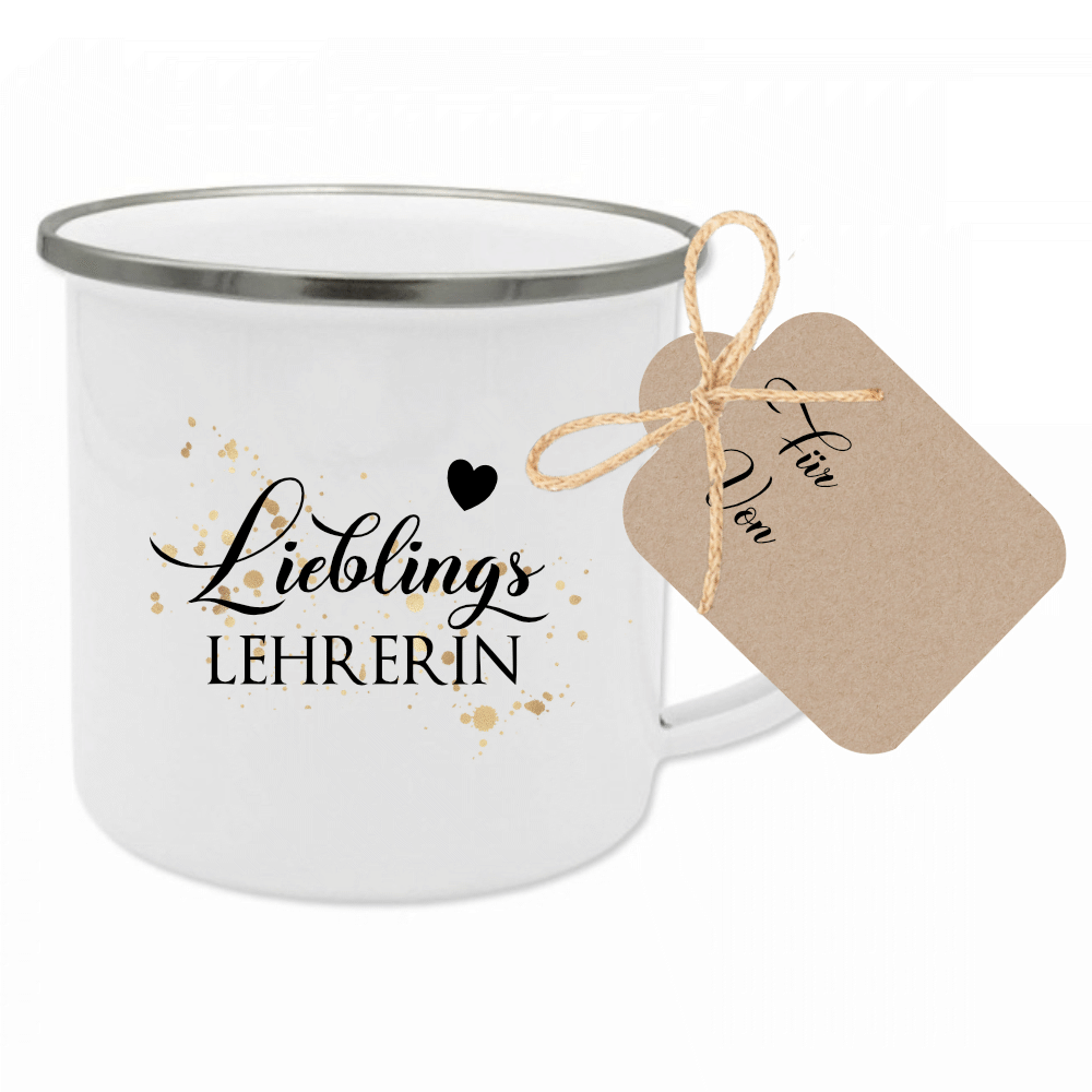 Tasse "Weltbeste Ärztin" | Besondere Aufmerksamkeit u. persönliches Geschenk | Emailletasse mit Geschenkanhänger | 12 Motivvarianten zur Auswahl