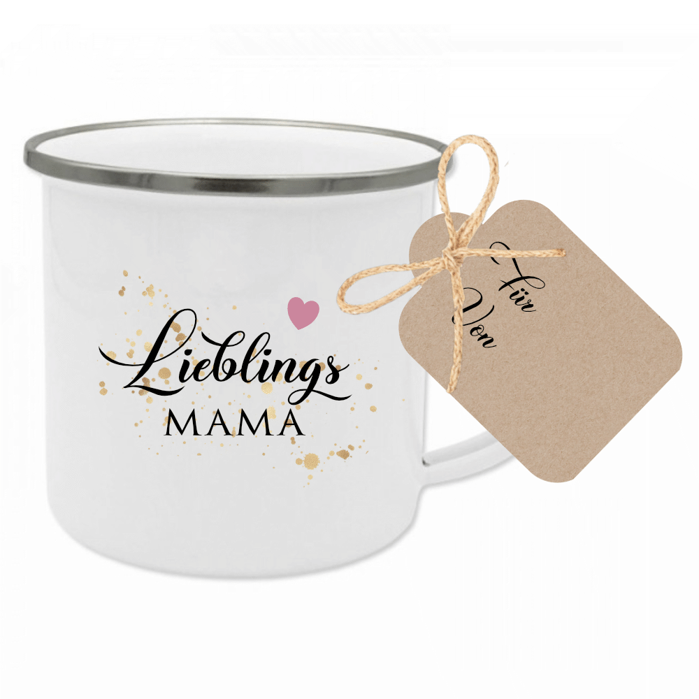 Tasse aus Emaille für die Oma | Kleines Geschenk für Großmütter | Emailletasse mit Motiv "Lieblingsoma" | 12 Motivvarianten zur Auswahl