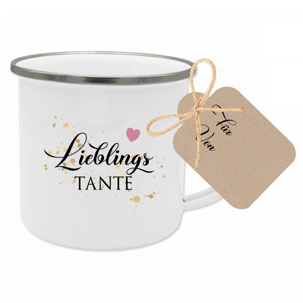 Tasse aus Emaille für die Oma | Kleines Geschenk für Großmütter | Emailletasse mit Motiv "Lieblingsoma" | 12 Motivvarianten zur Auswahl