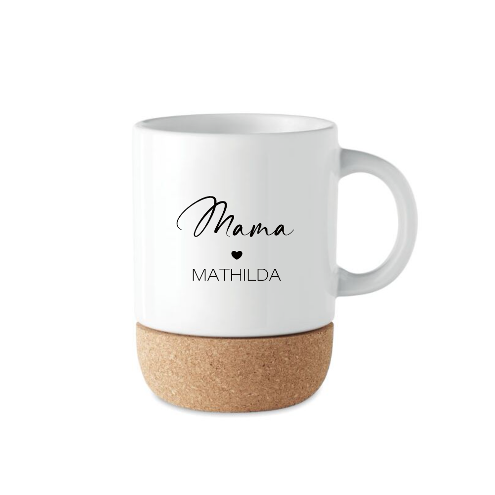 Personalisierte Tasse aus Keramik und Kork für die Tochter und die ganze Familie, 7 Varianten zur Auswahl