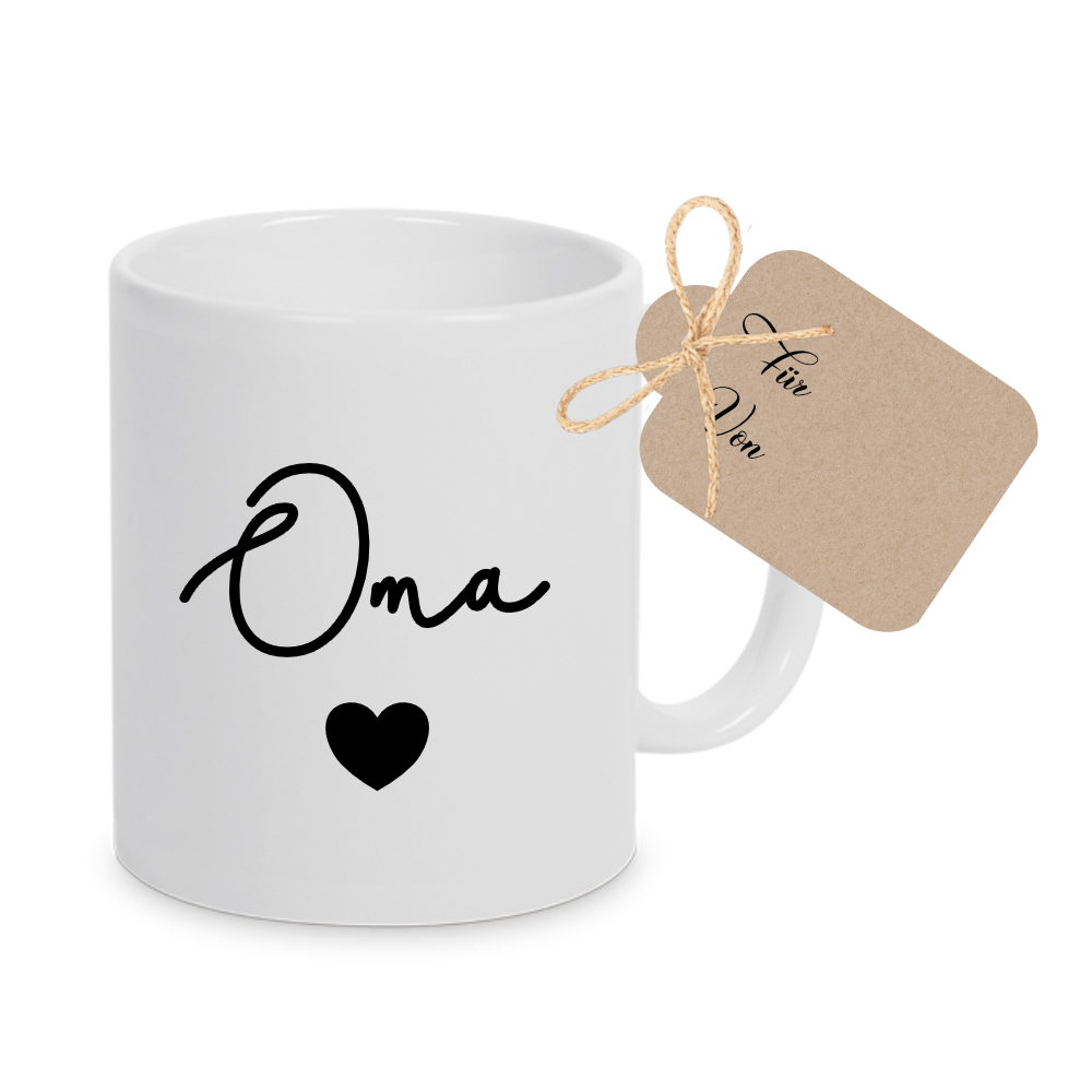 Keramiktasse für die Oma mit Herz.