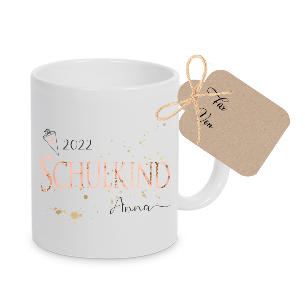 Tasse Schulkind mit Namen als Geschenk.