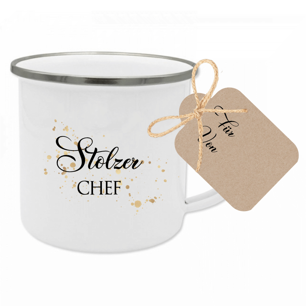 Tasse "Lieblingsfriseurin" | Geschenk für die Friseurin | Emailletasse mit Geschenkanhänger | 12 Motivvarianten zur Auswahl