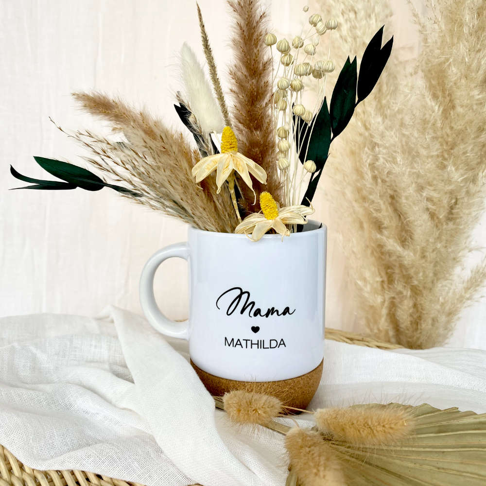 Personalisierte Tasse aus Keramik und Kork für den Opa und die ganze Familie, 7 Varianten zur Auswahl
