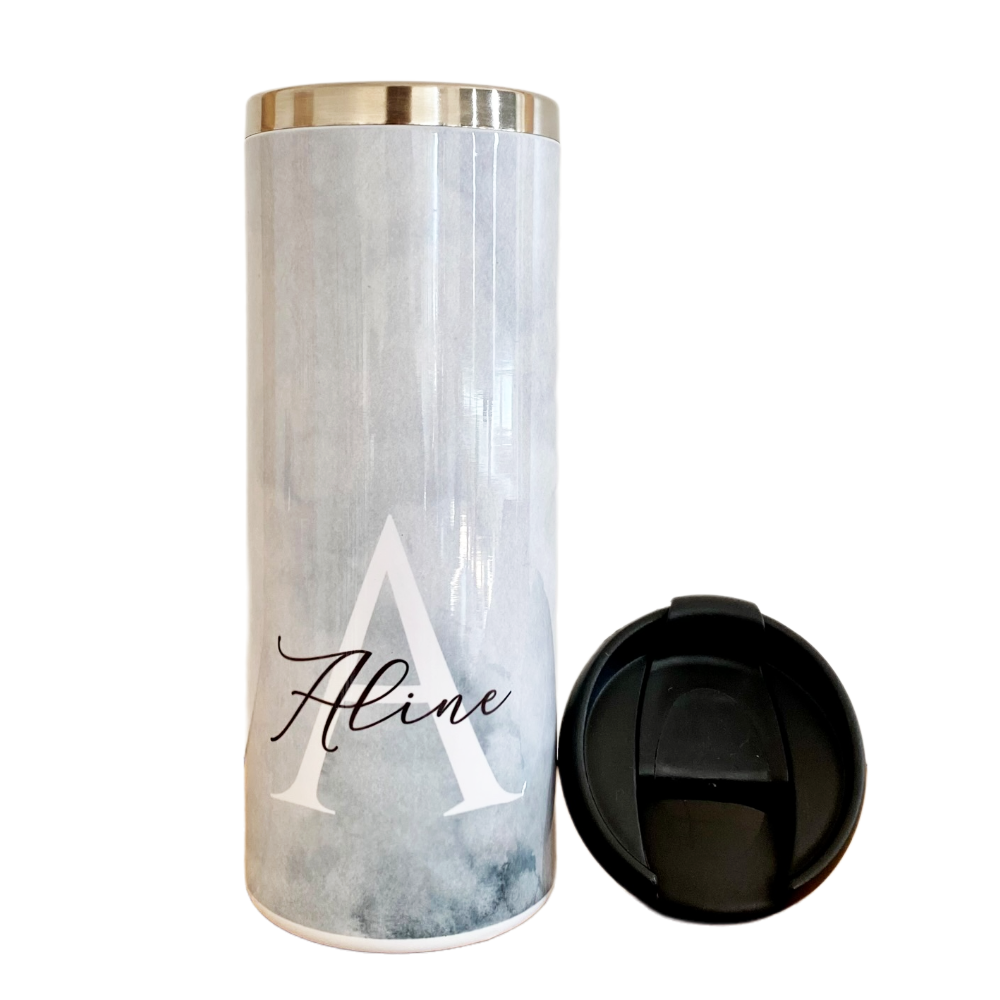 Kaffeebecher "Natural" für warme u. kalte Getränke unterwegs | stilvoller Isolierbecher personalisiert mit dem Namen und Buchstaben | 5 Farbvarianten zur Auswahl