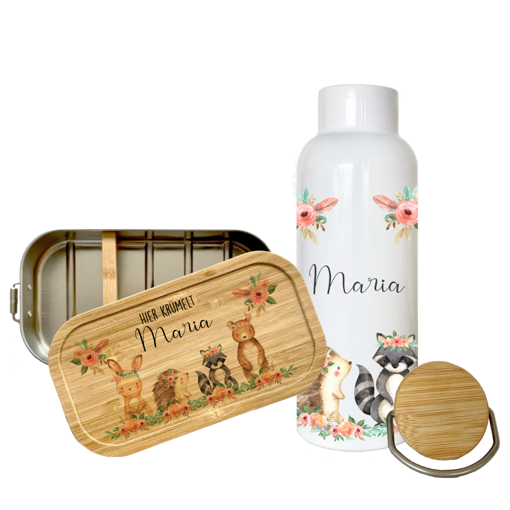 Personalisiertes Brotdosen-Set Für Kinder - Mit Name, Trinkflasche & Trenneinsatz