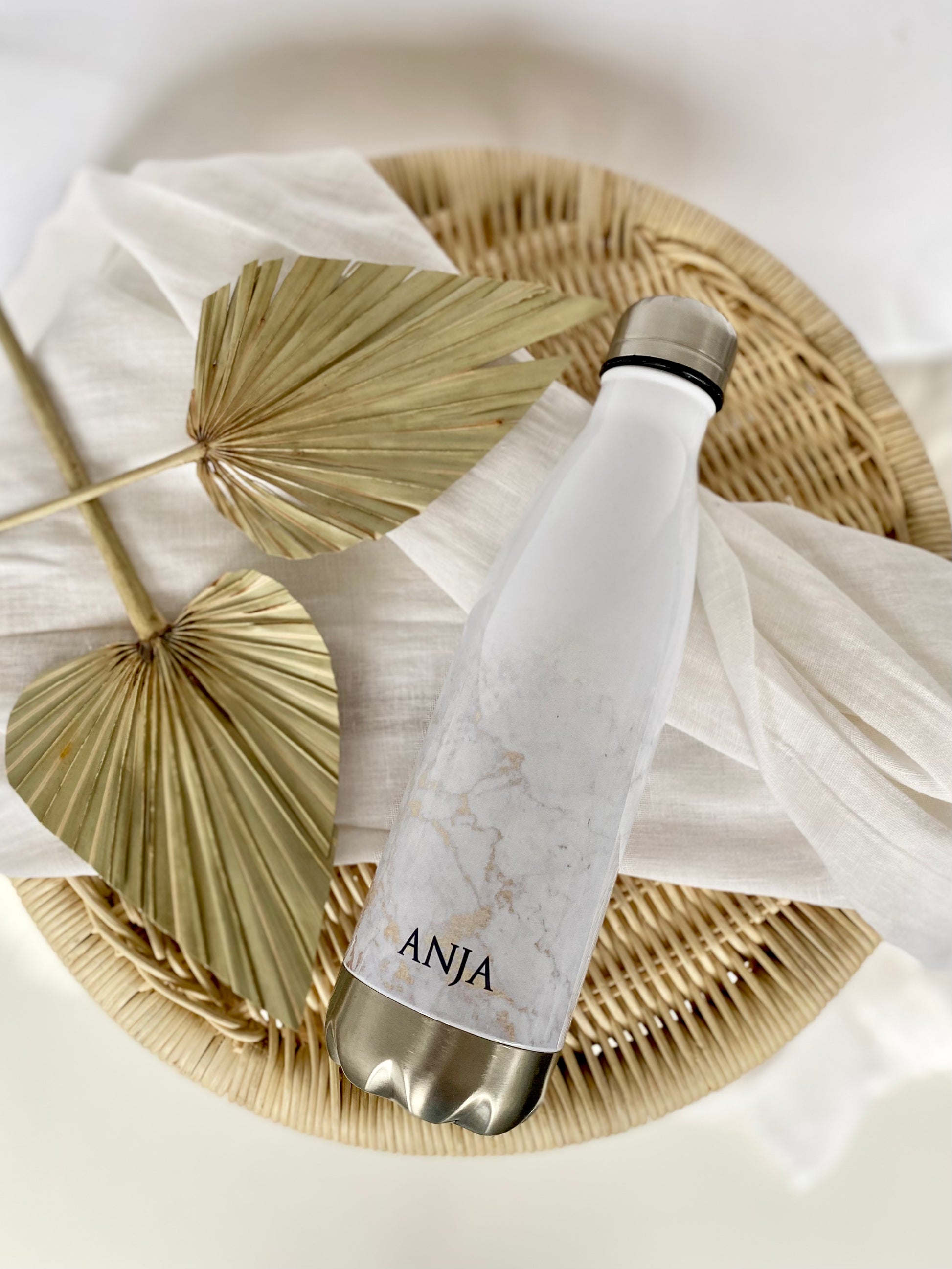 Trinkflasche Name Personalisiert Marmor