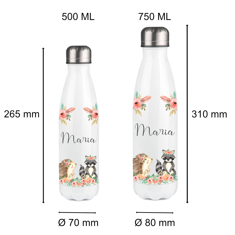 Edelstahltrinkflaschen in 500 ml und 750 ml.