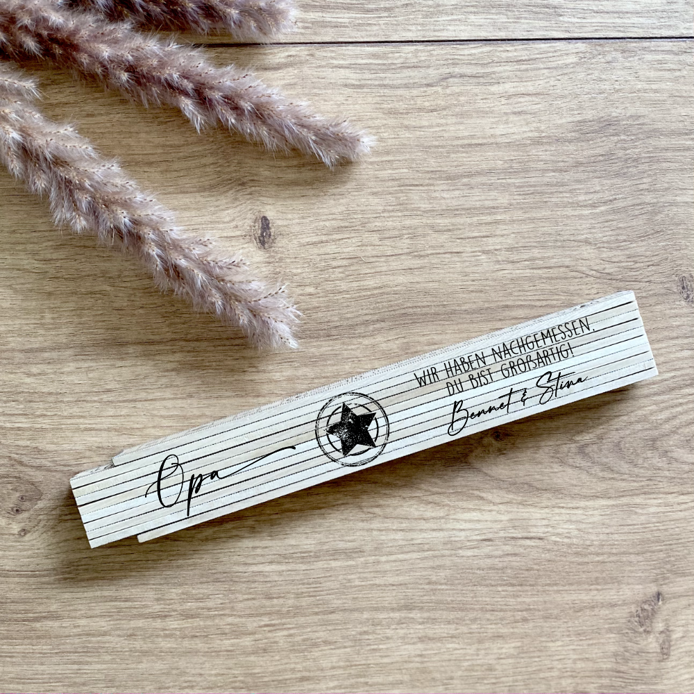 Personalisierter Zollstock für den Opa vom Enkelkind