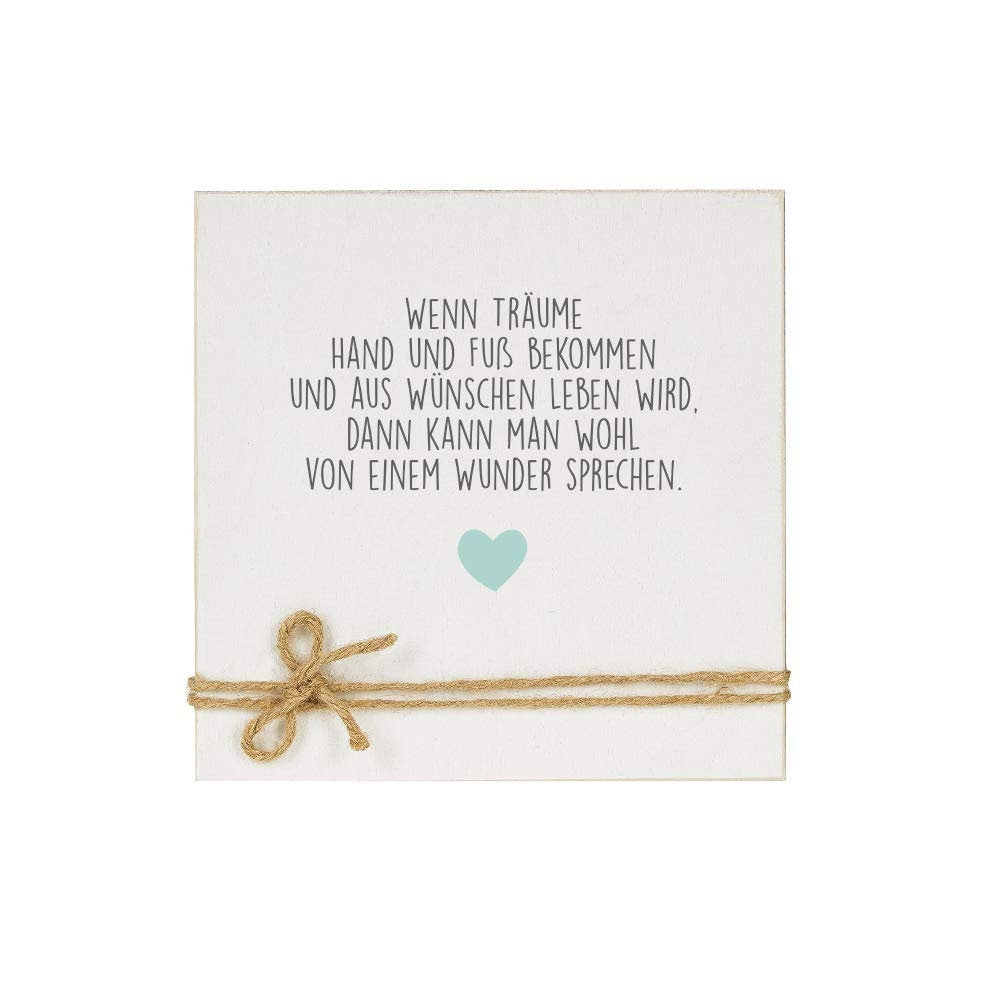 Holzbild "Wenn Träume Hand und Fuß bekommen" | Besondere Geschenkidee für werdende Eltern | Handgefertigtes Geschenk aus Holz zur Geburt u. Taufe