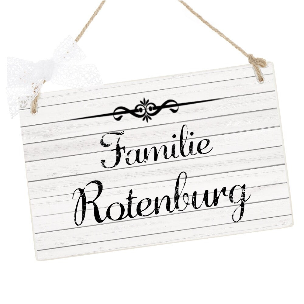 Vintage Türschild aus Holz | Familienschild für die Haustür | Personalisiert mit dem Namen der Familie | 2 Größen zur Auswahl 