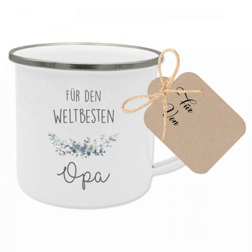 Tasse "Für die beste Oma" | Kreative Geschenkidee für Großmütter | inkl. Geschenkanhänger zum Beschriften | 2 Motivvarianten zur Auswahl