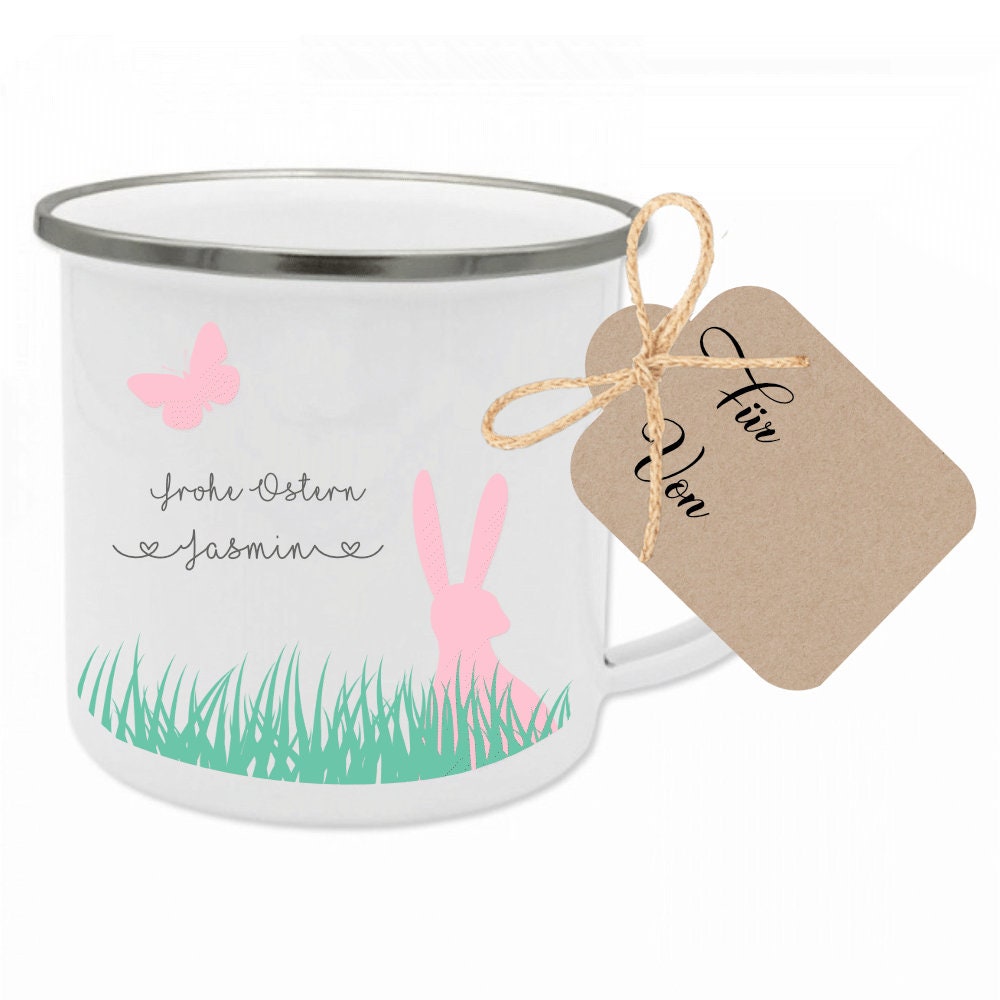 Personalisierte Tasse "Frohe Ostern" mit dem Namen | Originelle Geschenkidee zum Osterfest | Perfektes DIY Geschenk zum selber Gestalten | 3 Motivvarianten zur Auswahl