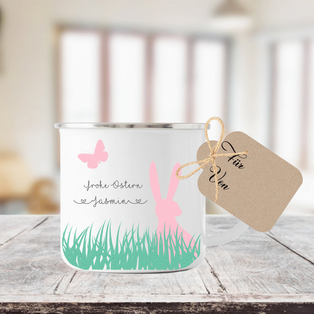 Tasse zu Ostern mit Osterhase und Namen personalisiert | Schöne Geschenkidee zum Osterfest | 3 Motivvarianten zur Auswahl