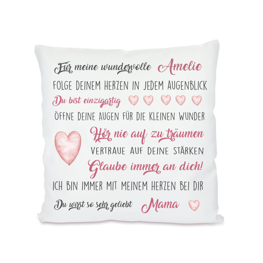 Kissen mit wundervollen Wünschen | Persönliches Geschenk u. personalisierte Geschenkidee für Mädchen, Jungen u. Teenager | Perfektes Geschenk zur Jugendweihe, Prüfung uvm. | 4 Varianten zur Auswahl