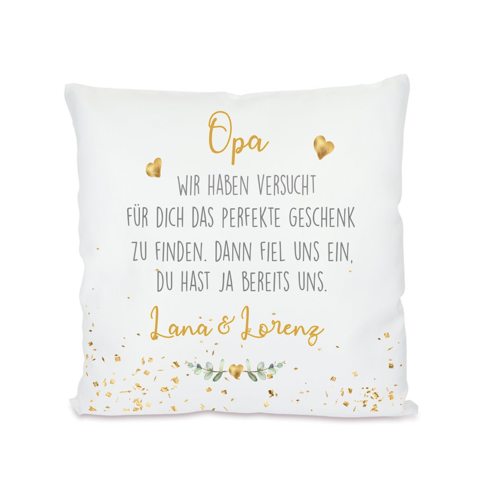 Personalisiertes Kissen mit Spruch "Oma, wir haben versucht..." | Originelles Geschenk für die Oma mit Namen der Enkel | 4 Motivvarianten zur Auswahl