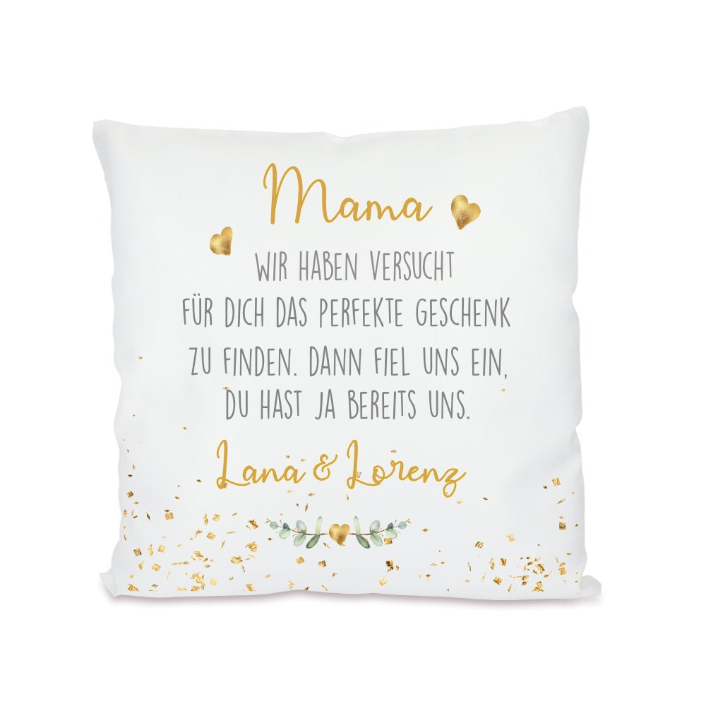 Kissen mit Spruch "Mama, wir haben versucht..." | Personalisiertes Geschenk für Mütter | 4 Motivvarianten zur Auswahl