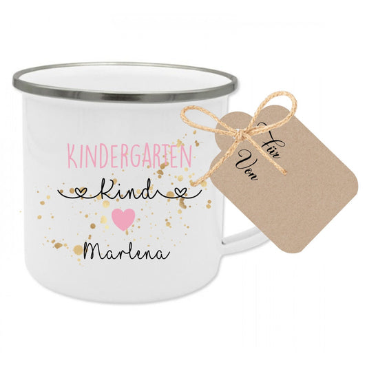 Tasse "Kindergartenkind" | Originelles Geschenk für Kinder, die in die Kita kommen | inkl. Geschenkanhänger | 2 Farbvarianten zur Auswahl