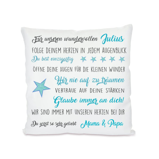 Kissen mit tollen Wünschen | Personalisiertes Geschenk u. persönliche Geschenkidee für Jungen, Mädchen u. Teenager | Perfektes Geschenk zur Prüfung, Jugendweihe uvm. | 4 Varianten zur Auswahl