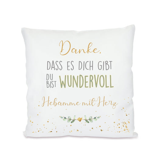 Kissen mit Spruch für die "Hebamme mit Herz" | Kleines Geschenk als Dankeschön | Besondere Geschenkidee | 8 Motivvarianten zur Auswahl