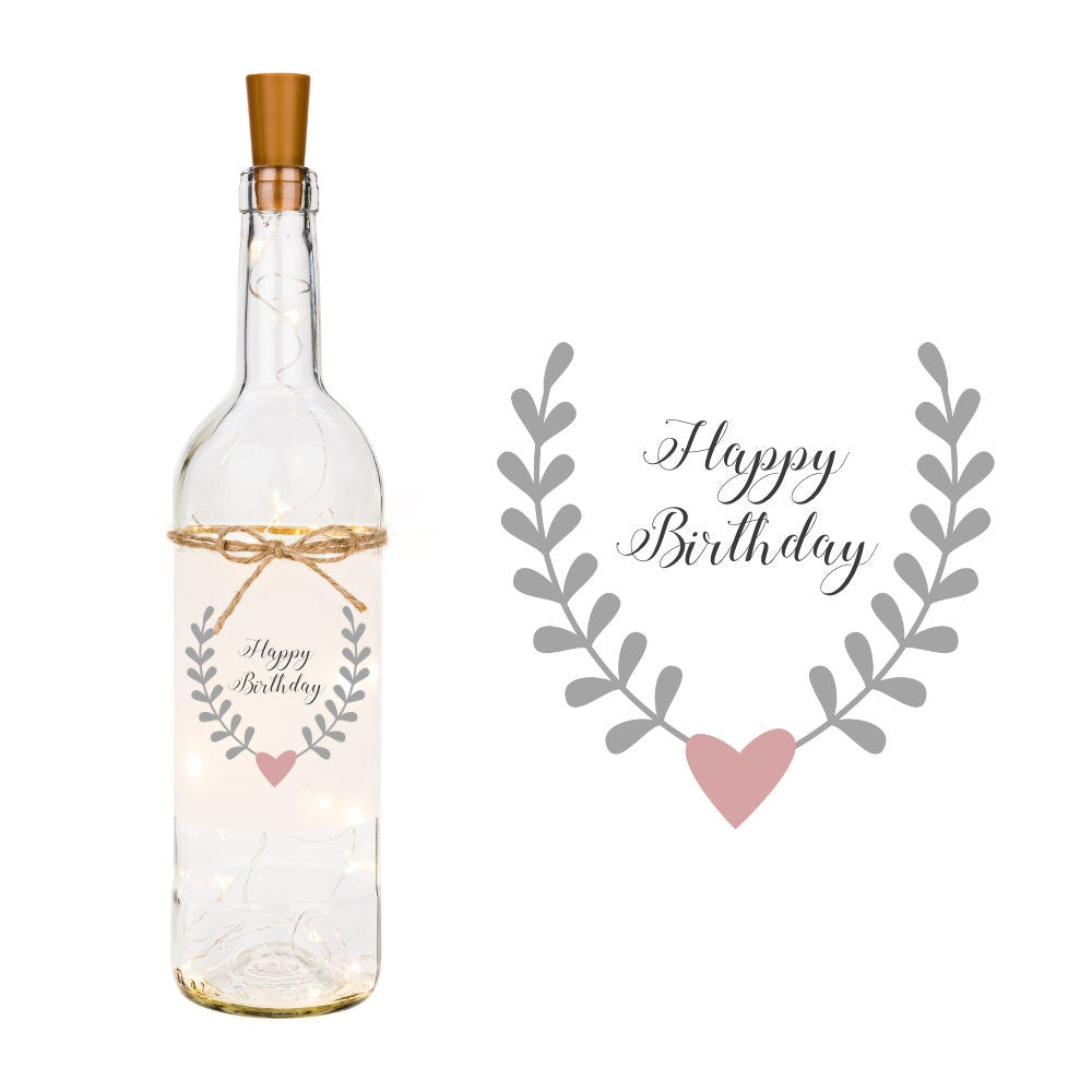 Flaschenlicht "Happy Birthday" | Besonderes Geschenk zum Geburtstag mit LED Beleuchtung | Schönes Geburtstagsgeschenk zum Verschenken