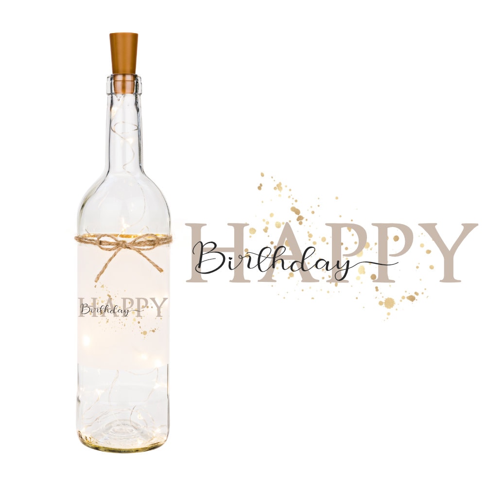 Flaschenlicht "Happy Birthday" | Perfektes Geschenk zum Geburtstag | Schönes Geburtstagsgeschenk für Sie und Ihn | 6 Motivvarianten zur Auswahl