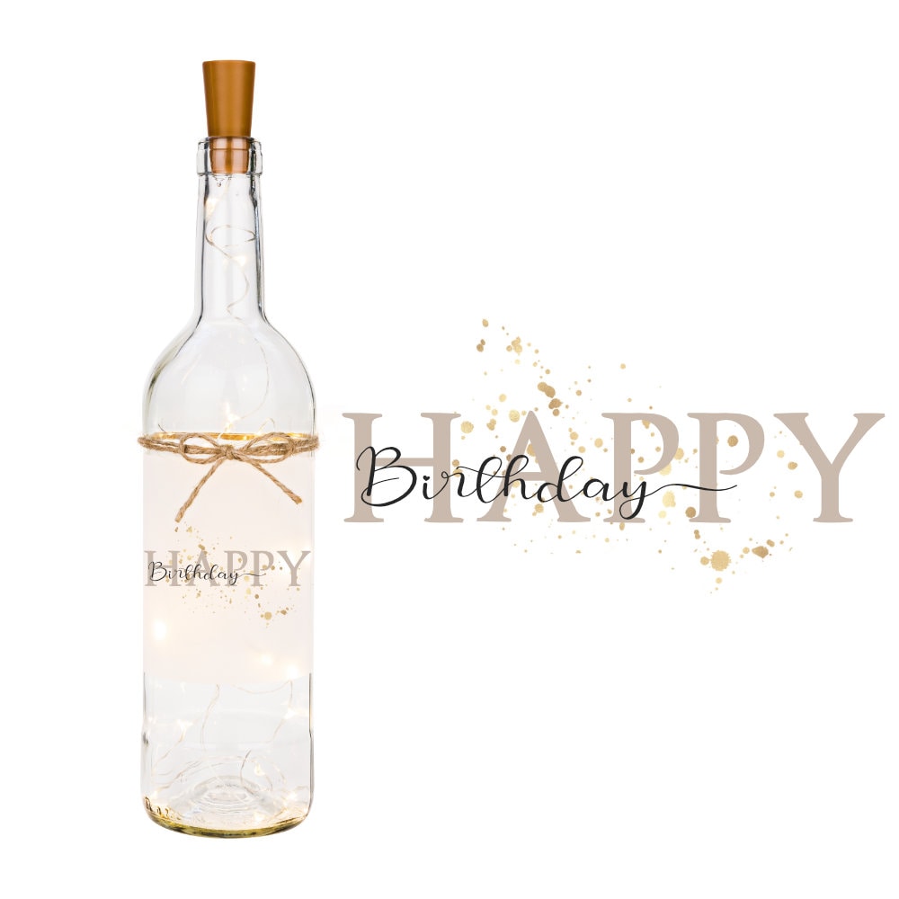Flaschenlicht "Alles Gute" | Schönes Geschenk zum Geburtstag, zur Jugendweihe u. zur Konfirmation | 6 Motivvarianten zur Auswahl