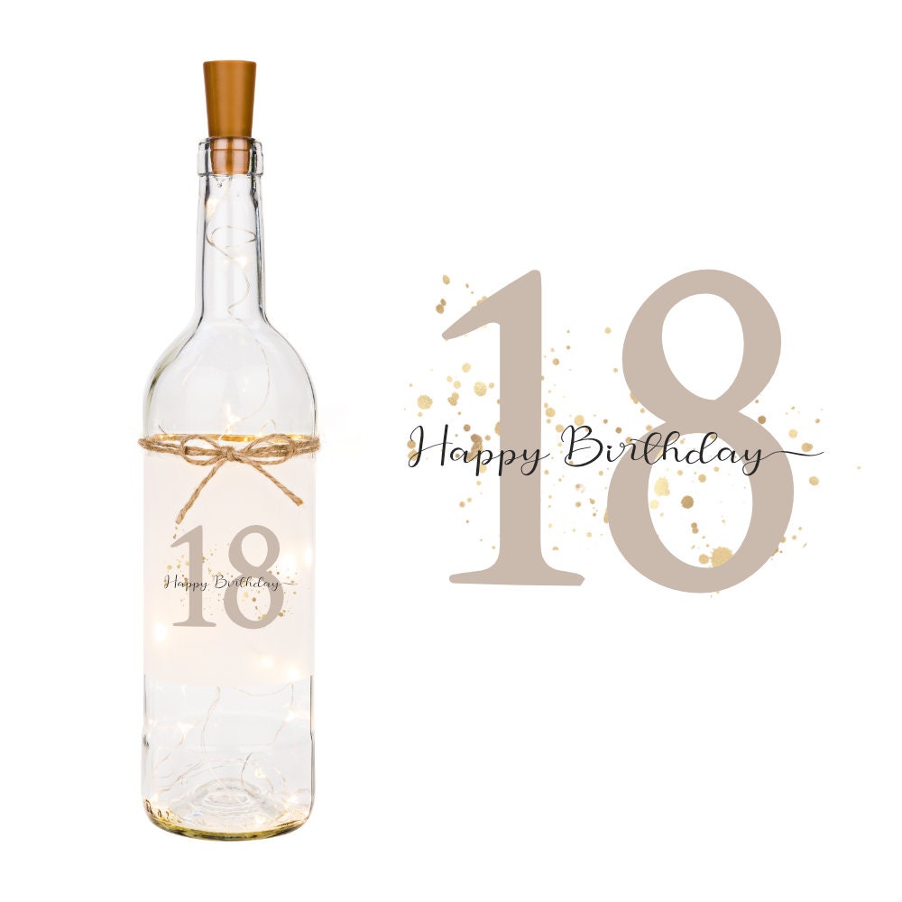Flaschenlicht "Happy Birthday" zum Geburtstag | Personalisiert mit dem Alter | Geschenk für Sie und Ihn