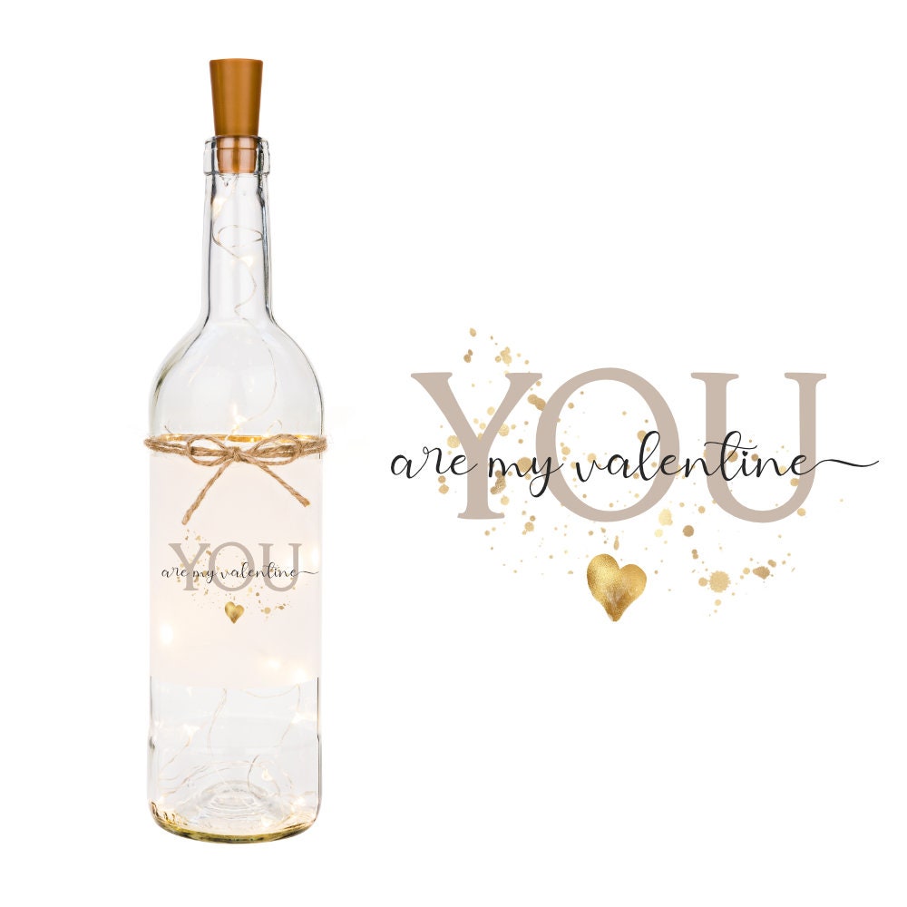 Flaschenlicht "You are my valentine" | Originelles Geschenk für Paare zum Valentinstag | 2 Motivvarianten zur Auswahl
