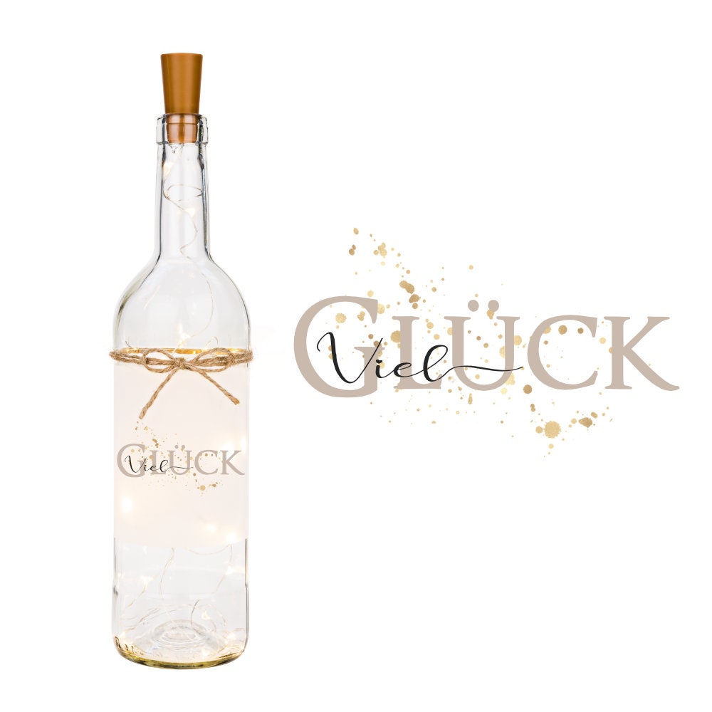 Flaschenlicht "Alles Gute" | Schönes Geschenk zum Geburtstag, zur Jugendweihe u. zur Konfirmation | 6 Motivvarianten zur Auswahl