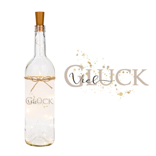 Flaschenlicht "Viel Glück" | Persönliches Geschenk als Glücksbringer | 6 Motivvarianten zur Auswahl