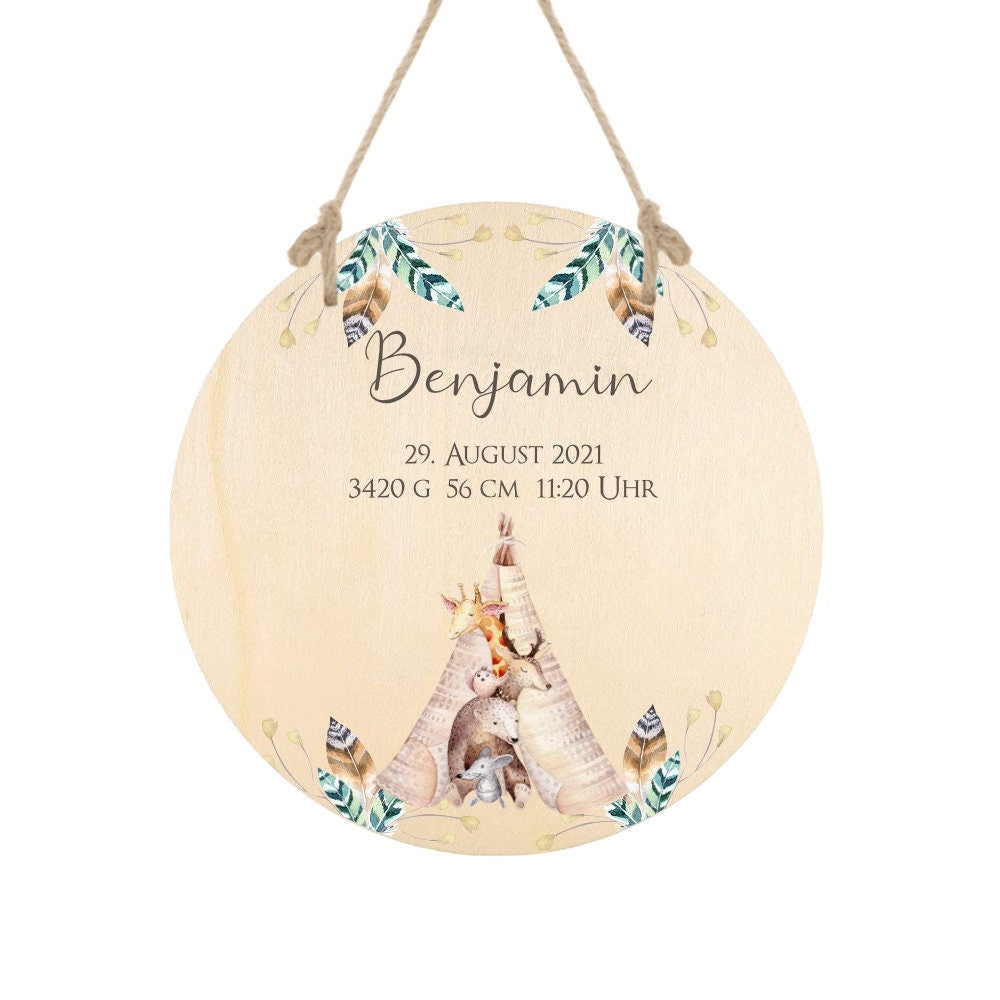 Personalisierte Geburtstafel zur Geburt und Taufe für Mädchen | Besonderes Holzgeschenk zur Geburt u. Taufe | Schöne Deko für das Babyzimmer | 4 Varianten zur Auswahl