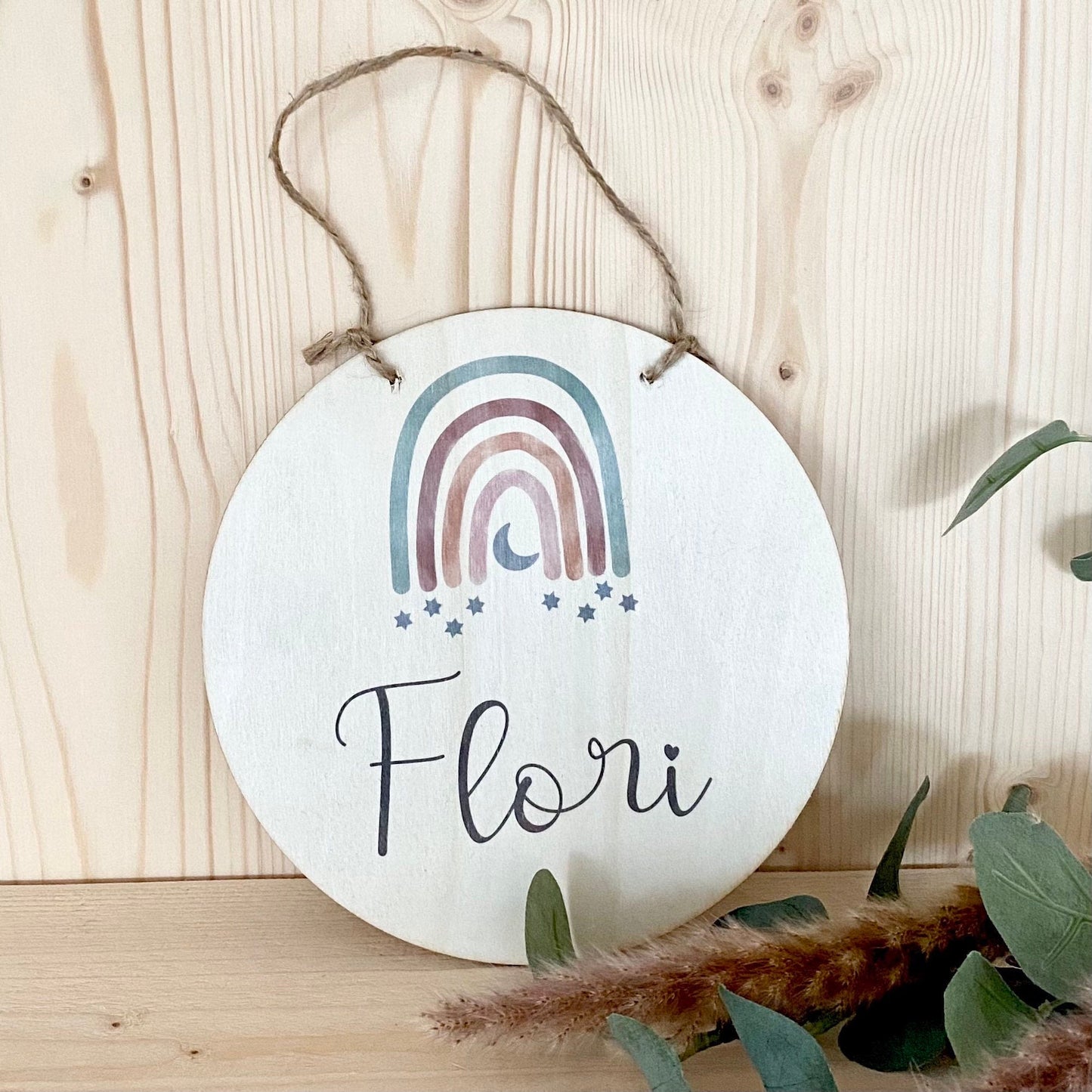 Geburtstafel aus Holz "Regenbogen" | Personalisiert mit Namen u. Geburtsdaten des Babys | Besonderes Geschenk zur Geburt u. Taufe | Geschenkidee in 6 Motivvarianten für Mädchen und Jungen