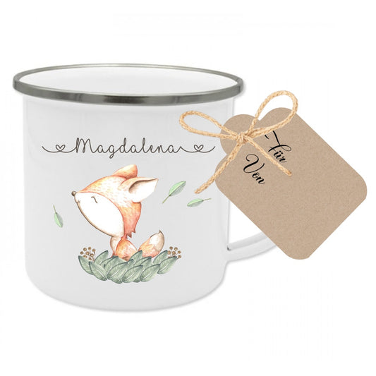 Kindertasse "Fuchs" personalisiert mit dem Namen des Kindes | 4 Motivvarianten für Mädchen und Jungen zur Auswahl