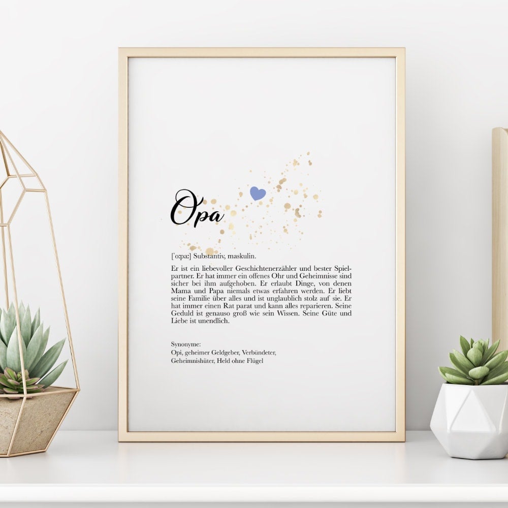 Poster "Opa" mit Definition | Besonderes Geschenk für Großväter | 9 Motivvarianten zur Auswahl