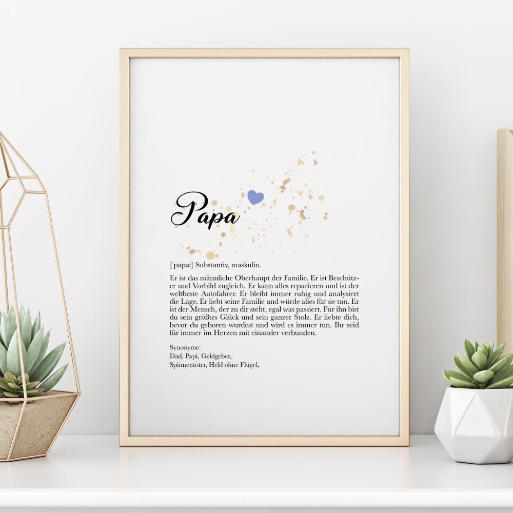 Poster "Papa" mit Definition | Besonderes Geschenk für Väter | 9 Motivvarianten zur Auswahl