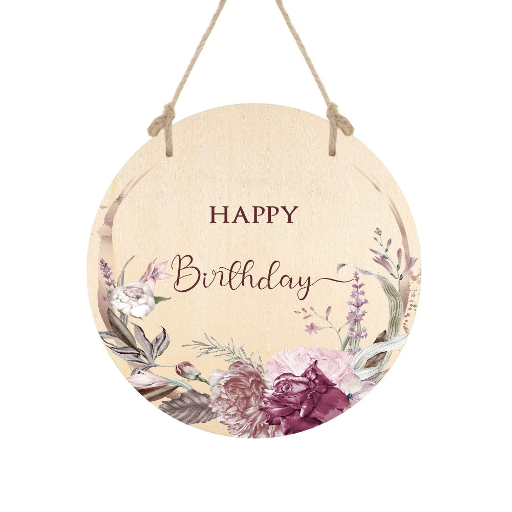 Holzschild "Happy Birthday" | Natürliche Geburtstagsdekoration und originelles Geschenk zum Geburtstag | 3 Motivvarianten zur Auswahl