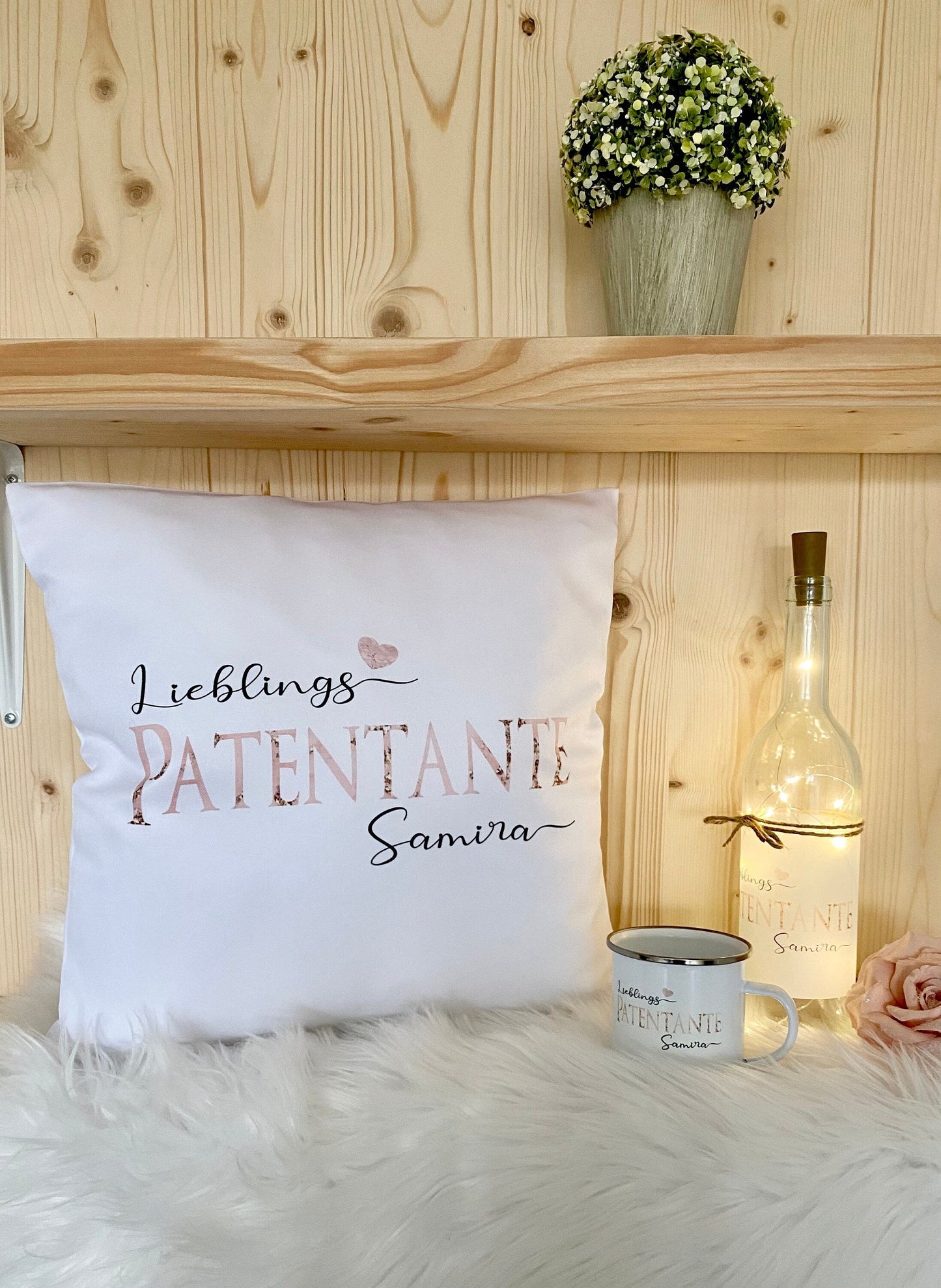 Kissen "Lieblingspatentante" mit Namen | Personalisierte Geschenkidee für die Patentante | 3 Produktvarianten zur Auswahl