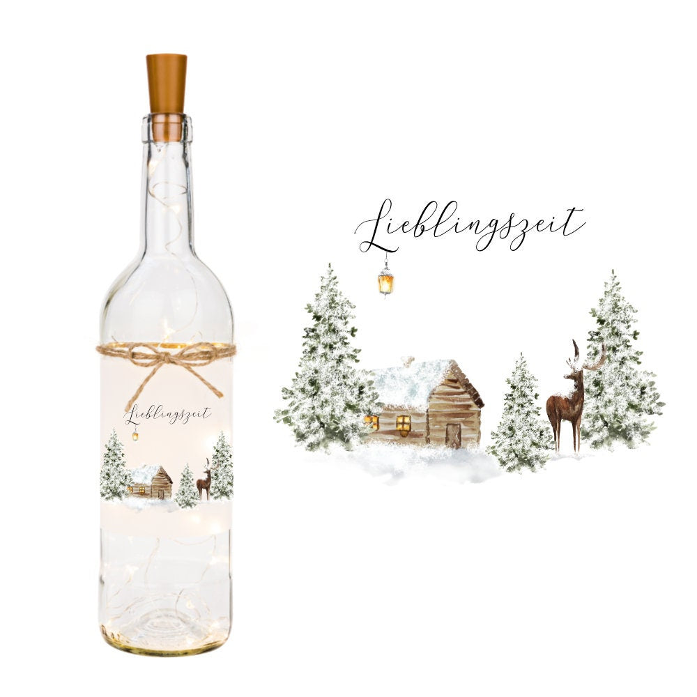Weihnachtliches Flaschenlicht "Lieblingszeit“ | Besonderes Weihnachtsgeschenk und winterliche Dekoration | Perfektes Geschenk zum Nikolaus und zu Weihnachten